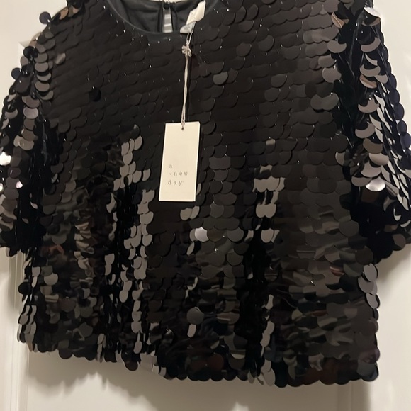 NWT A New Day black sequin crop top - Picture 3 of 3